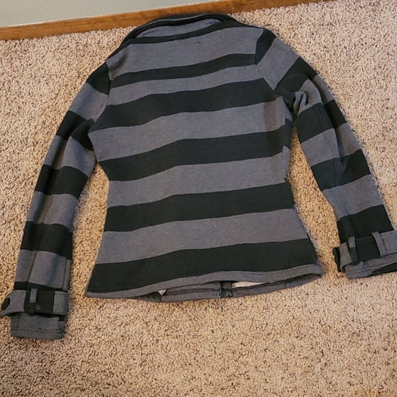 Stretchy striped peacoat with snap pickets - Picture 8 of 8